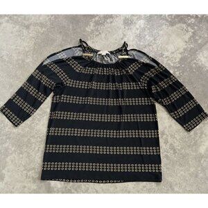 Michael Kors Sz S Black Gold Slinky Cold Shoulder Top Blouse